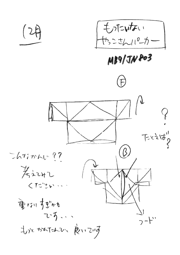 mercibeaucoup,もったいないやっこさんパーカーデザイン画